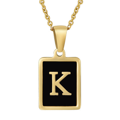 Fashion Letter Square Stainless Steel Titanium Steel Plating Pendant Necklace 1 Piece