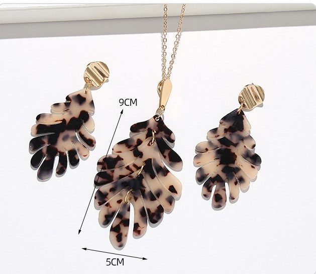 Ethnic Style Flower Alloy Acetic Acid Sheets Plating Women's Earrings Necklace 1 Set