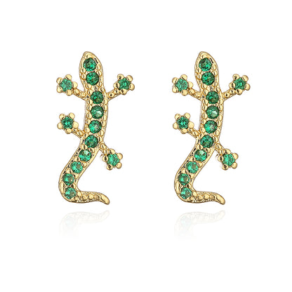 Fashion Bee Lizard Butterfly Copper Gold Plated Zircon Ear Studs 1 Pair