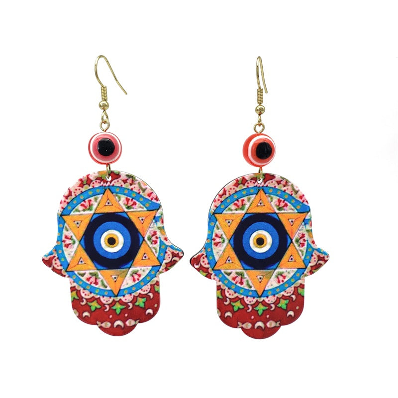 Fashion Palm Eye Arylic Women's Drop Earrings 1 Pair