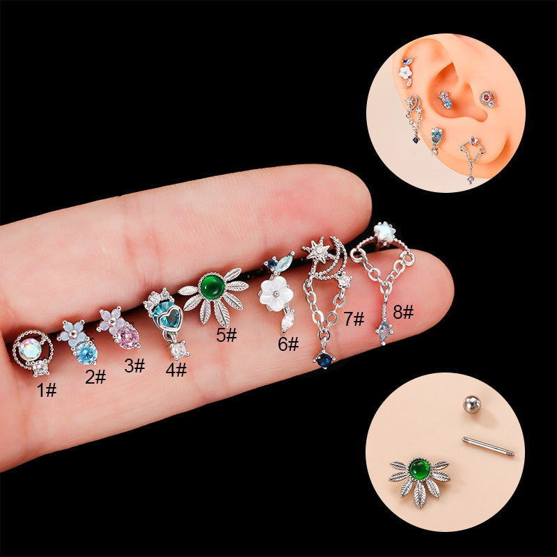 Fashion Flower Metal Plating Inlay Zircon Ear Studs 1 Piece