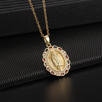 Fashion Portrait Copper Inlay Zircon Pendant Necklace 1 Piece