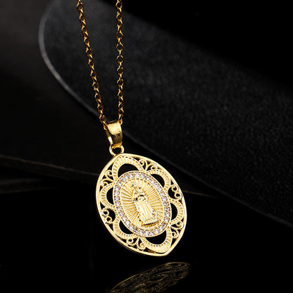 Fashion Portrait Copper Inlay Zircon Pendant Necklace 1 Piece