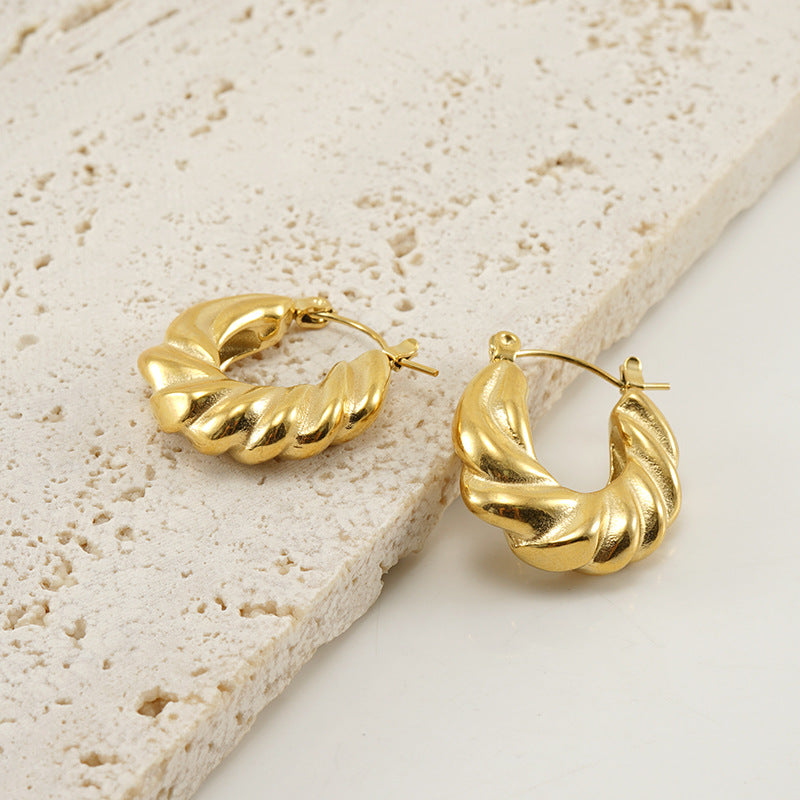 1 Pair Fashion U Shape Plating 304 Stainless Steel 18K Gold Plated Earrings