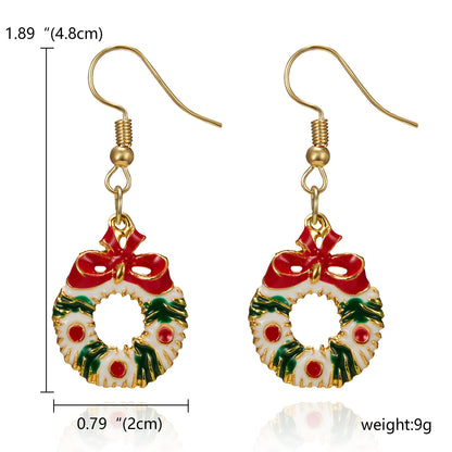 Fashion Christmas Tree Bow Knot Alloy Enamel Women's Drop Earrings 1 Pair