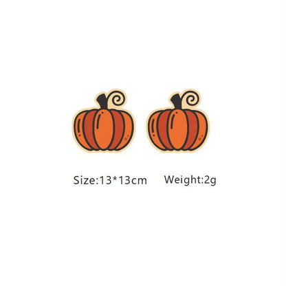 Fashion Pumpkin Maple Leaf Tree Wood Women's Ear Studs 1 Pair