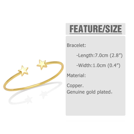 Fashion Pentagram Heart Shape Arrow Copper Gold Plated Zircon Bangle 1 Piece