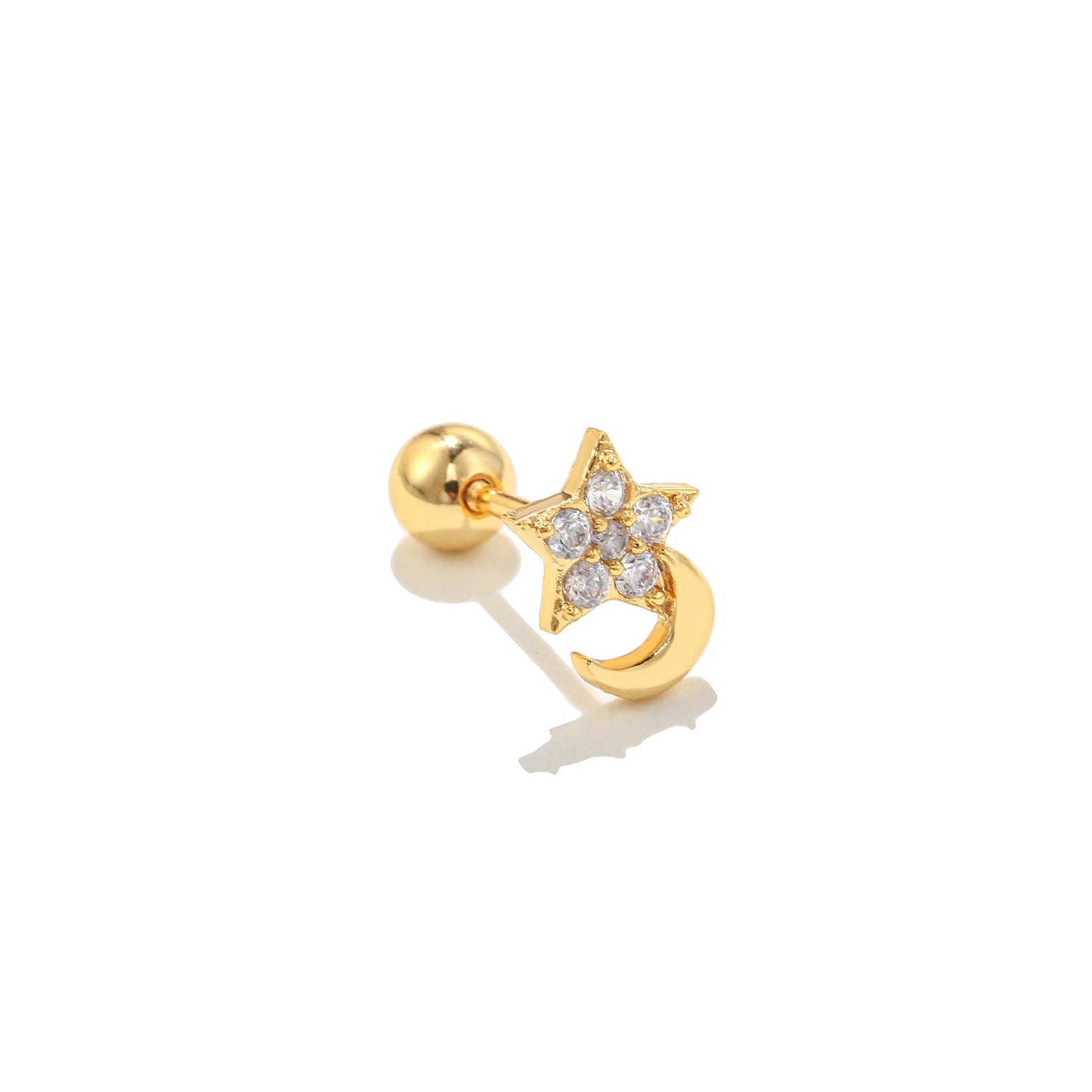 Fashion Flower Brass Plating Zircon Ear Studs 1 Piece