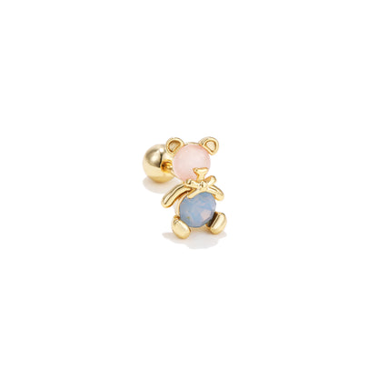 Fashion Flower Brass Plating Zircon Ear Studs 1 Piece