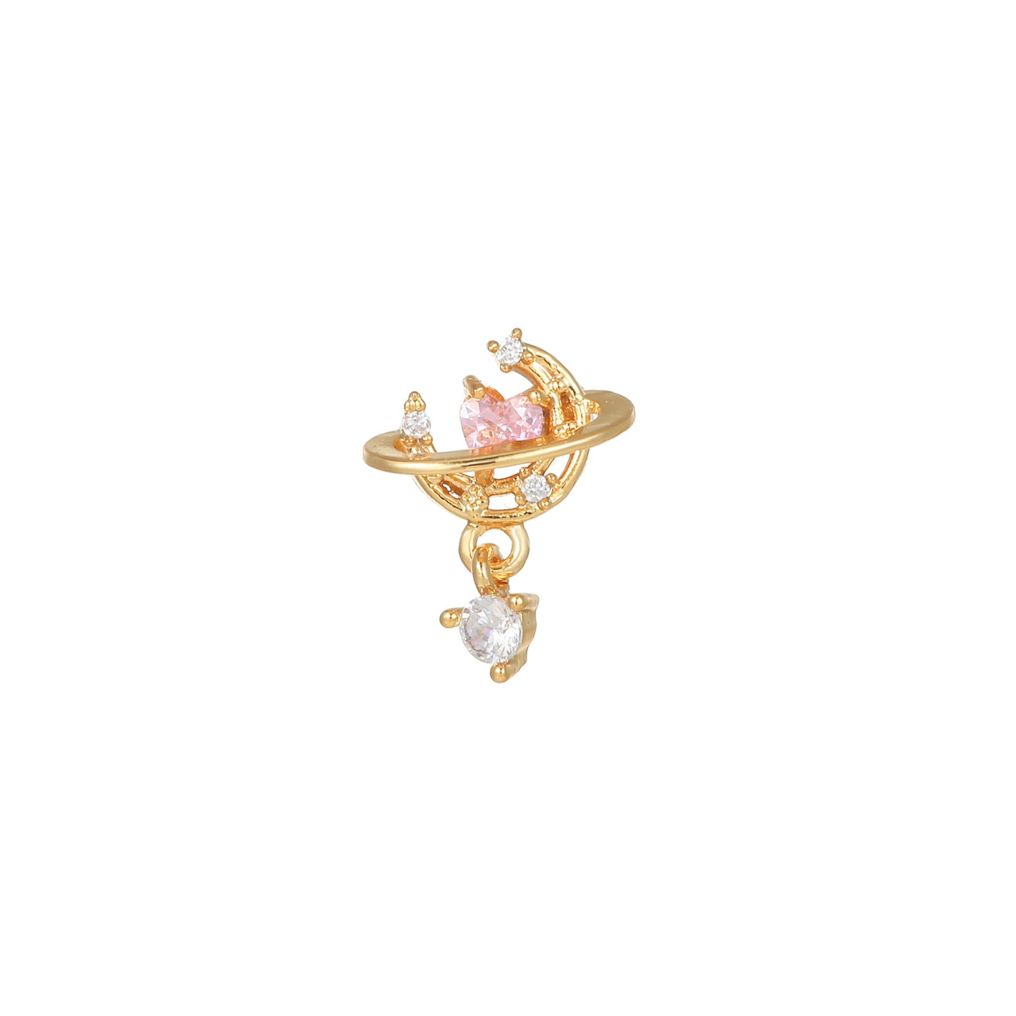 Fashion Flower Brass Plating Zircon Ear Studs 1 Piece