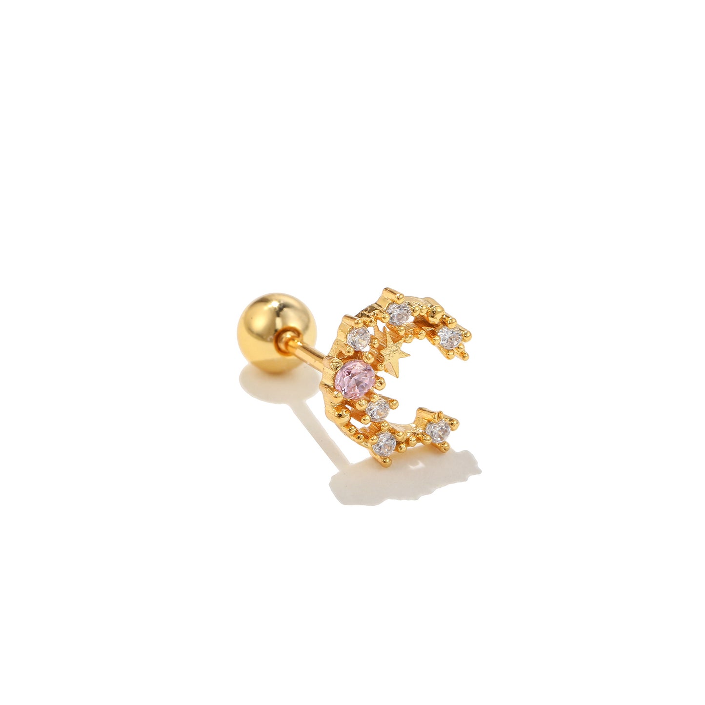 Fashion Flower Brass Plating Zircon Ear Studs 1 Piece