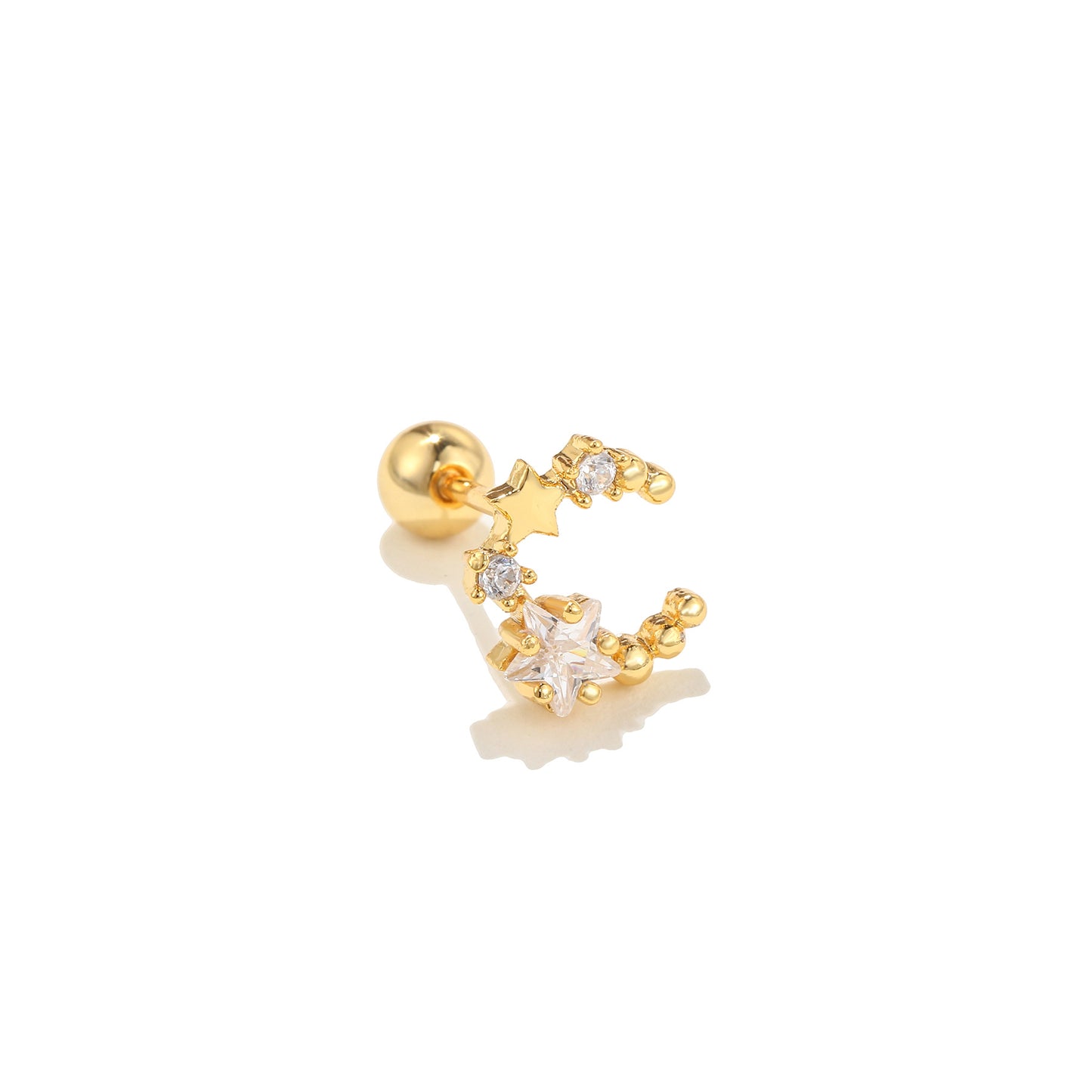 Fashion Flower Brass Plating Zircon Ear Studs 1 Piece