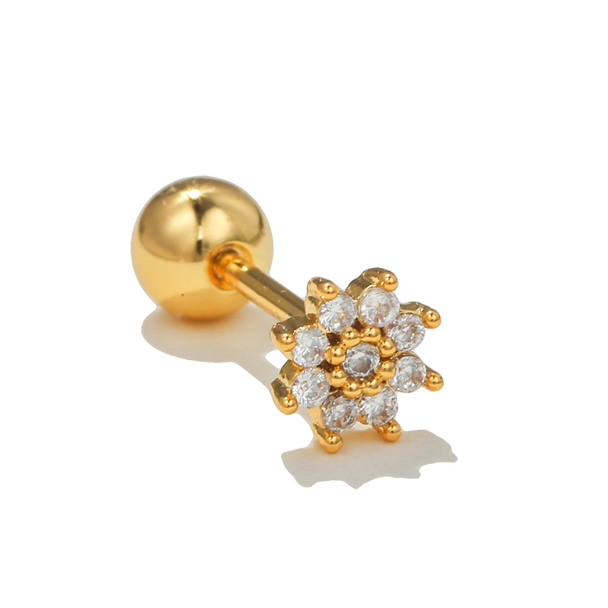 Fashion Flower Brass Inlay Zircon Ear Studs 1 Piece