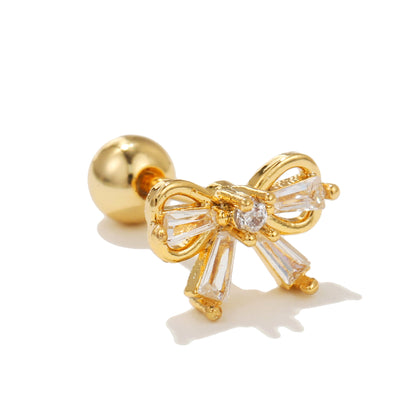 Fashion Flower Brass Inlay Zircon Ear Studs 1 Piece