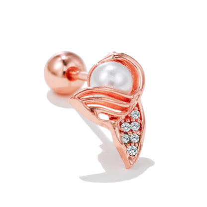 Fashion Heart Shape Copper Plating Inlay Artificial Pearls Zircon Ear Studs 1 Piece