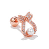 Fashion Heart Shape Copper Plating Inlay Artificial Pearls Zircon Ear Studs 1 Piece