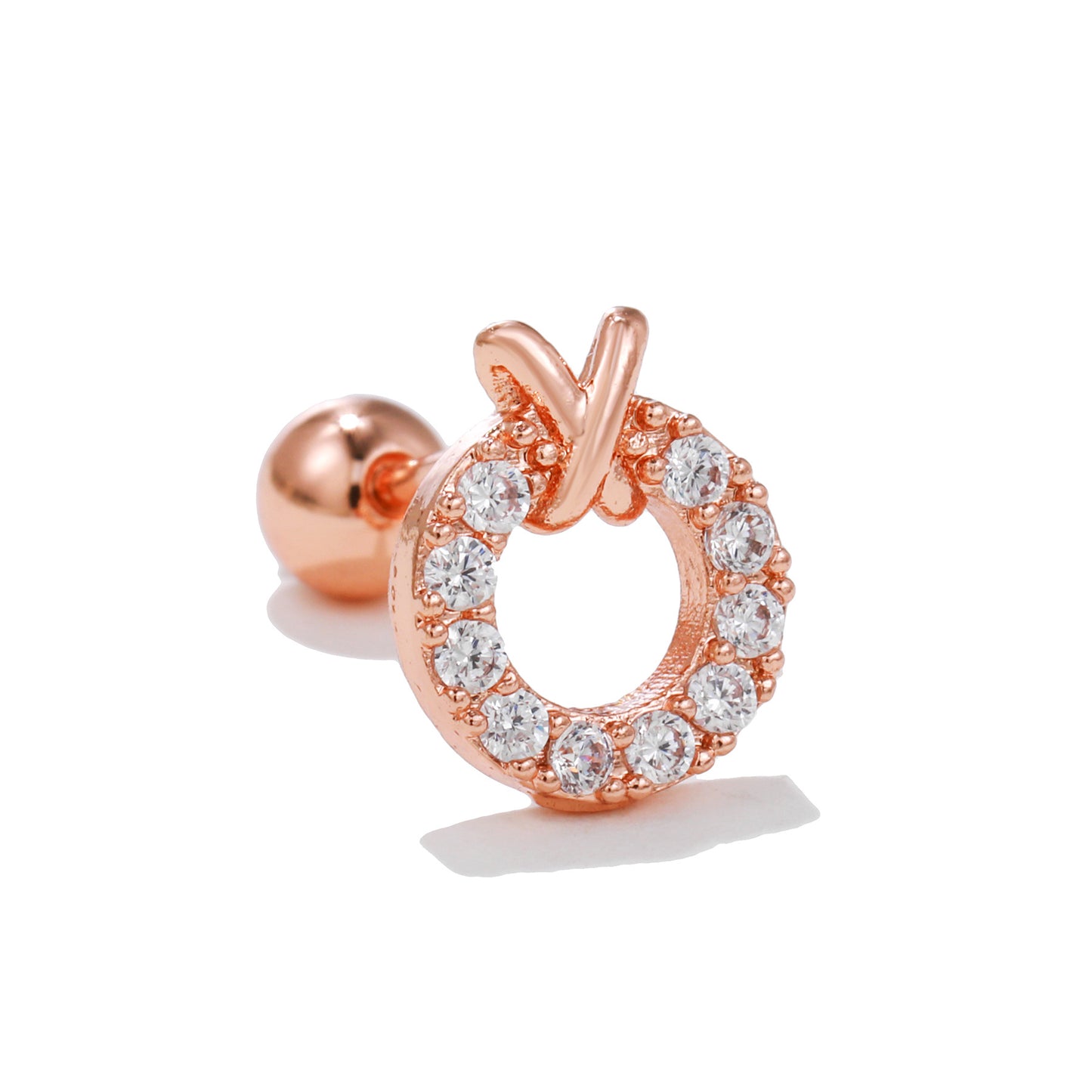 Fashion Heart Shape Copper Plating Inlay Artificial Pearls Zircon Ear Studs 1 Piece