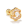 Fashion Heart Shape Copper Plating Inlay Artificial Pearls Zircon Ear Studs 1 Piece