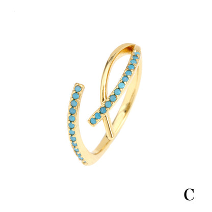 Fashion Geometric Copper Gold Plated Zircon Open Ring 1 Piece