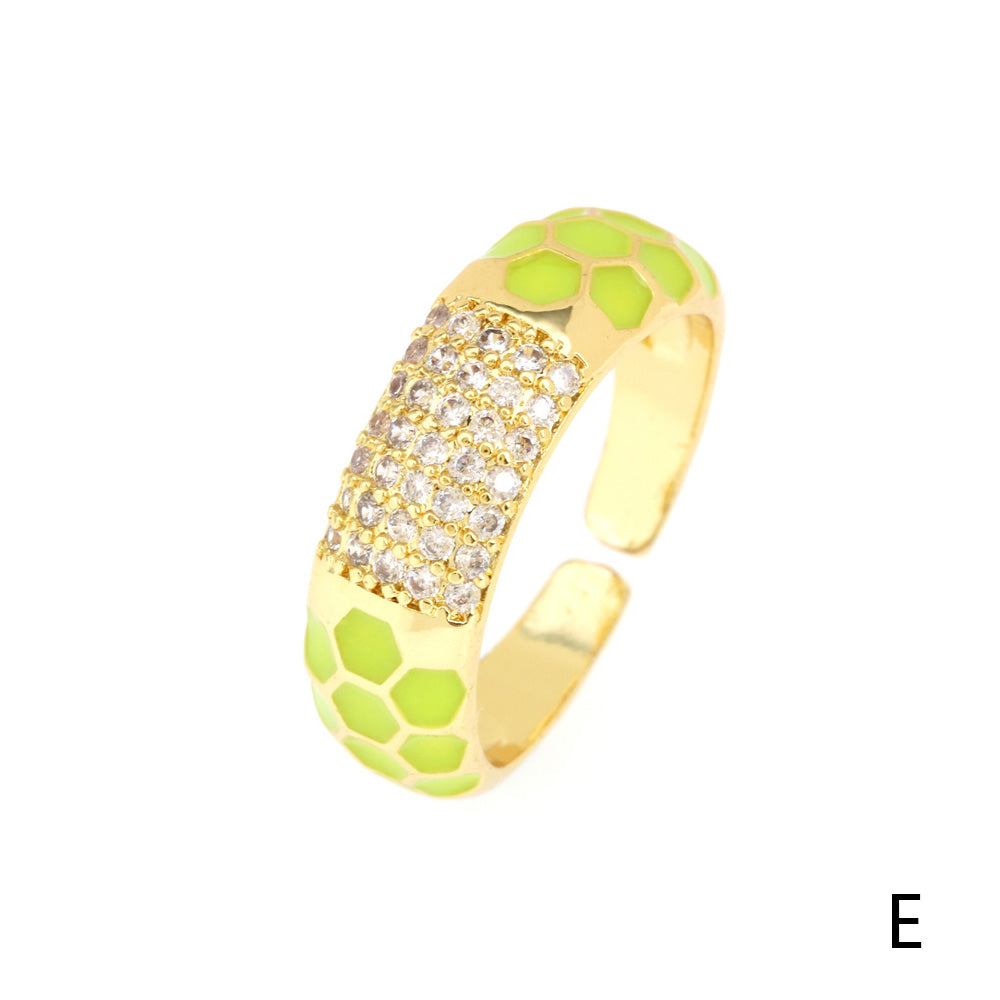 Fashion Geometric Copper Gold Plated Zircon Open Ring 1 Piece