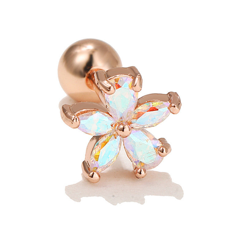 Fashion Butterfly Copper Inlay Zircon Ear Studs 1 Piece