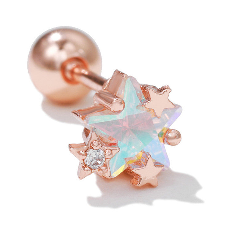 Fashion Butterfly Copper Inlay Zircon Ear Studs 1 Piece