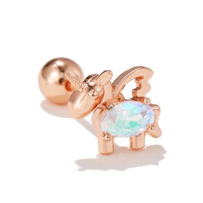 Fashion Butterfly Copper Inlay Zircon Ear Studs 1 Piece