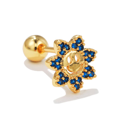 Fashion Geometric Brass Plating Zircon Ear Studs 1 Piece