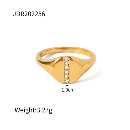 Fashion Geometric Stainless Steel Gold Plated Zircon Rings