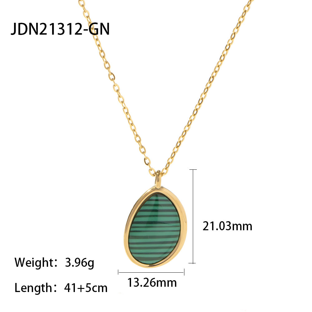 Elegant Water Droplets Stainless Steel Titanium Steel Gold Plated Natural Stone Gold Plated Pendant Necklace