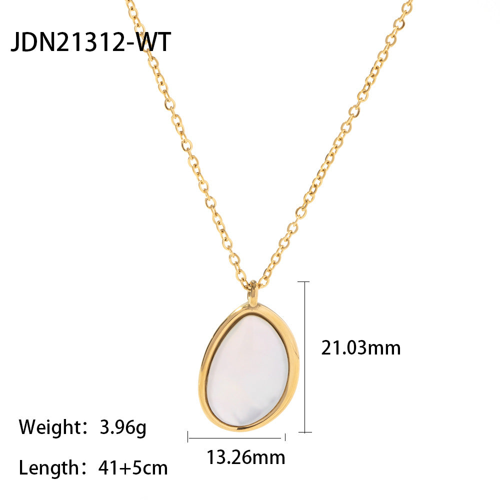 Elegant Water Droplets Stainless Steel Titanium Steel Gold Plated Natural Stone Gold Plated Pendant Necklace