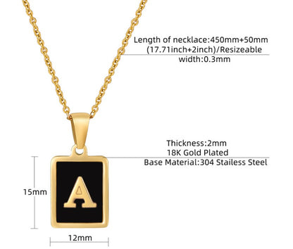 Fashion Letter Square Stainless Steel Titanium Steel Plating Pendant Necklace 1 Piece