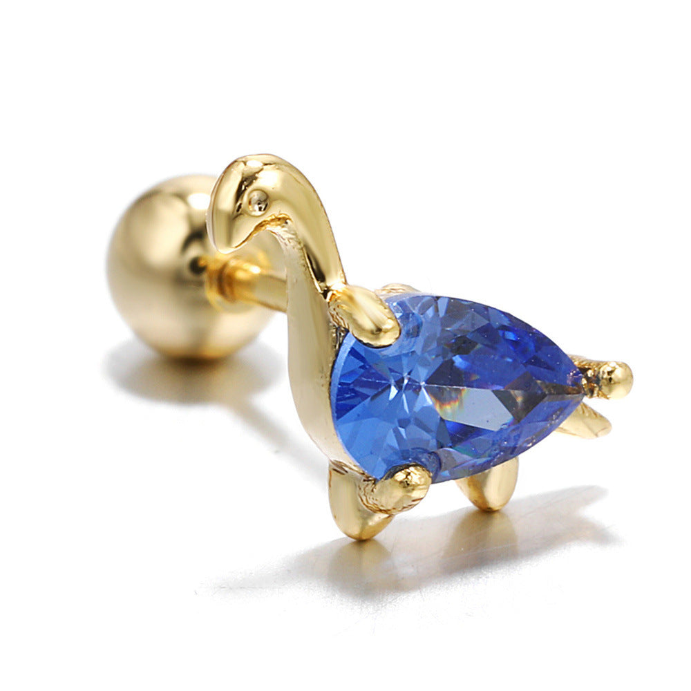 Fashion Dinosaur Bear Rabbit Copper Screw Puncture Screw Ball Ear Nail