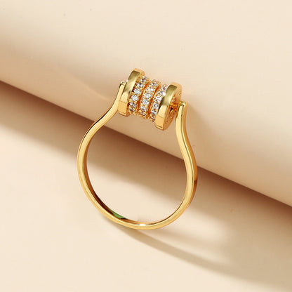 Retro Printing Copper Zircon Rings