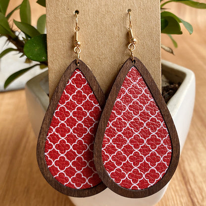 Ethnic Style Plaid Snowman Pu Leather Women's Drop Earrings 1 Pair