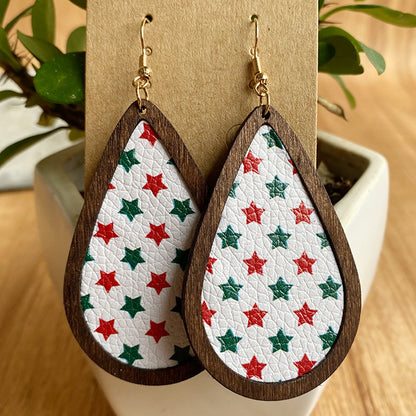 Ethnic Style Plaid Snowman Pu Leather Women's Drop Earrings 1 Pair