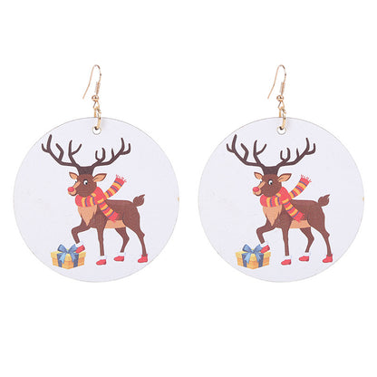 Fashion Santa Claus Gingerbread Bell Wood Printing Women's Drop Earrings 1 Pair