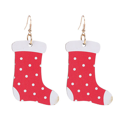 Fashion Santa Claus Gingerbread Bell Wood Printing Women's Drop Earrings 1 Pair