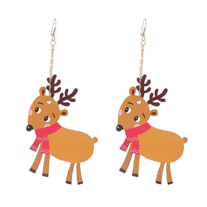 Fashion Santa Claus Gingerbread Bell Wood Printing Women's Drop Earrings 1 Pair