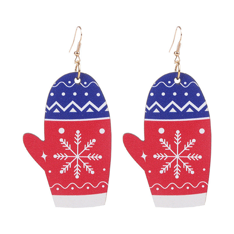 Fashion Santa Claus Gingerbread Bell Wood Printing Women's Drop Earrings 1 Pair