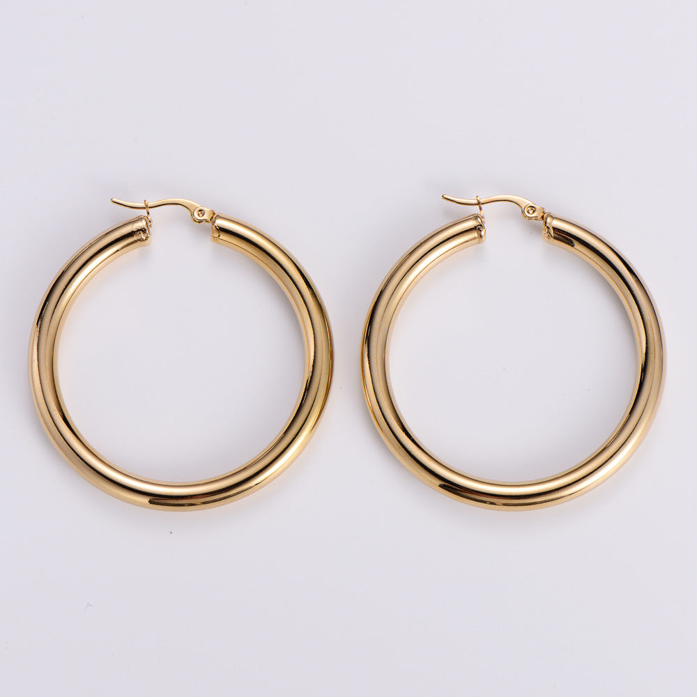 Simple Style Geometric Polishing Stainless Steel No Inlaid Earrings