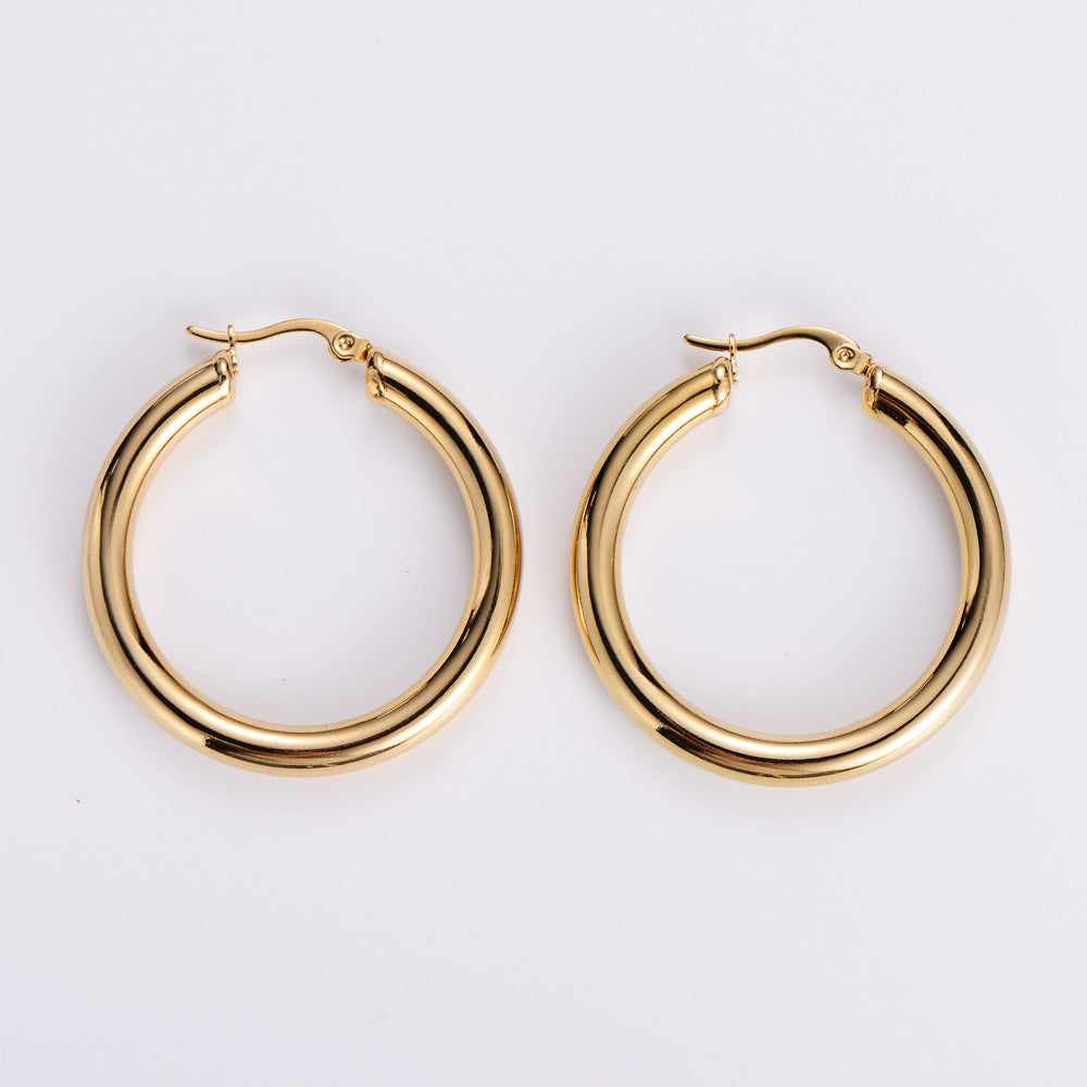 Simple Style Geometric Polishing Stainless Steel No Inlaid Earrings