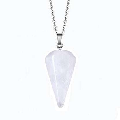 Fashion Hexagonal Cone Natural Crystal Stone Polishing Pendant Necklace 1 Piece