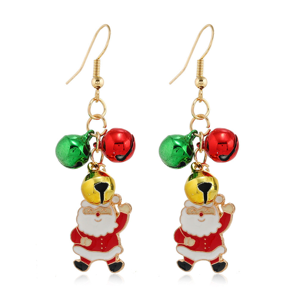 1 Pair Retro Christmas Tree Snowman Elk Epoxy Alloy Drop Earrings