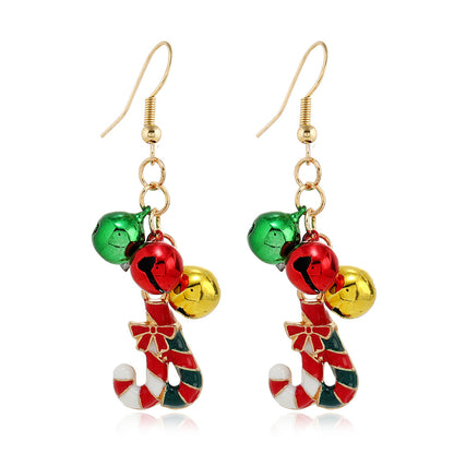 1 Pair Retro Christmas Tree Snowman Elk Epoxy Alloy Drop Earrings