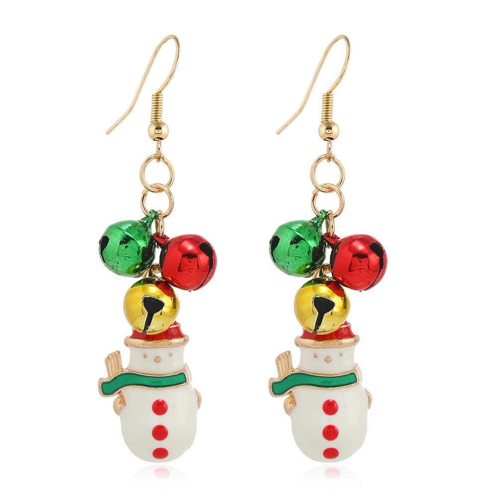 1 Pair Retro Christmas Tree Snowman Elk Epoxy Alloy Drop Earrings