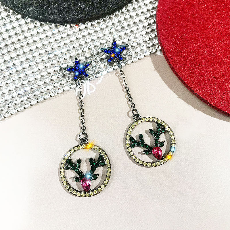 Ethnic Style Snowman Snowflake Elk Alloy Enamel Rhinestones Women's Drop Earrings 1 Pair