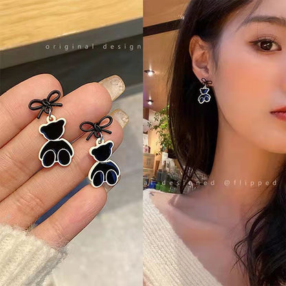 Fashion Flower Bow Knot Alloy Plating Inlay Artificial Gemstones Women'S Drop Earrings 1 Pair