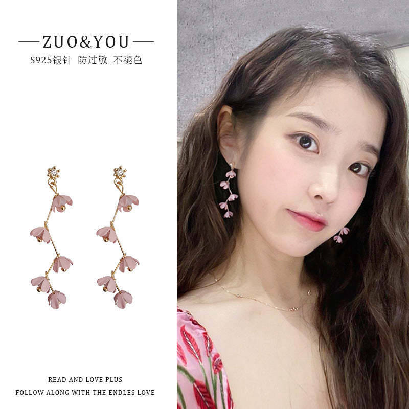 Fashion Flower Bow Knot Alloy Plating Inlay Artificial Gemstones Women'S Drop Earrings 1 Pair