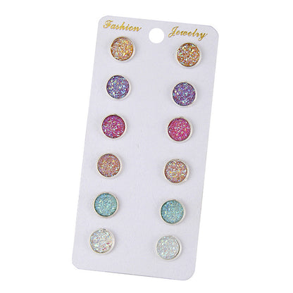 Sweet Geometric Alloy Inlay Artificial Pearls Women's Ear Studs 6 Pairs